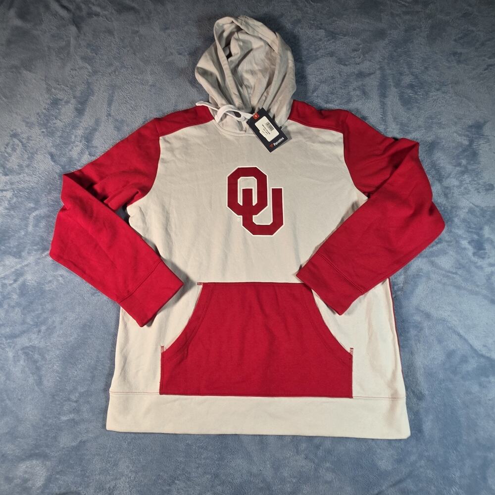 Fanatics Oklahoma Sooners OU Hoodie Men’s Large Gray Crimson Pullover NWT